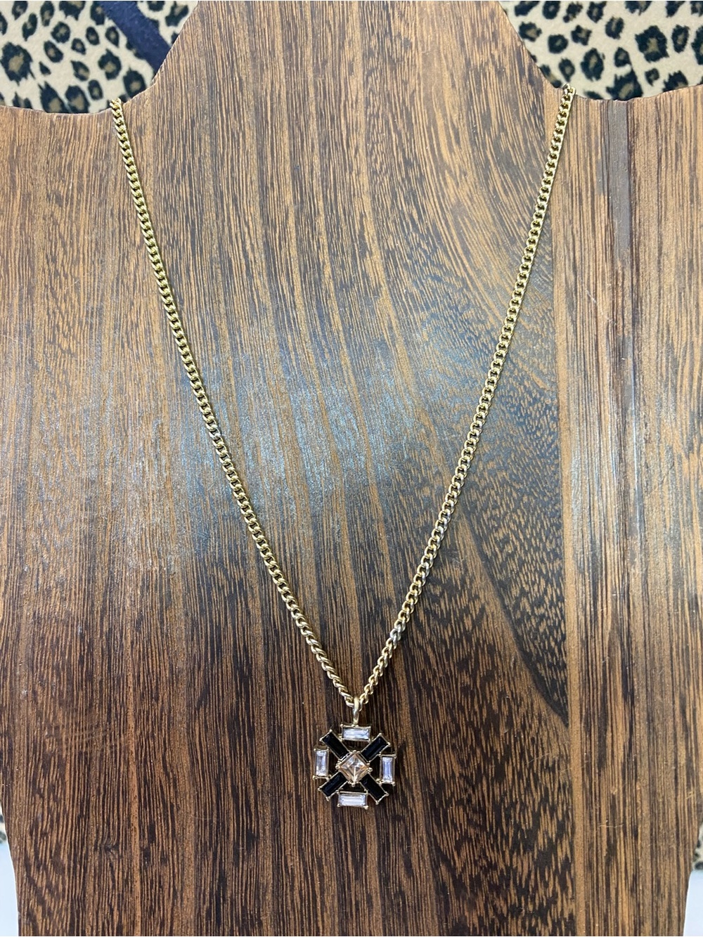 Nicole by Nicole Miller Gold Tone Art Deco Crystal Pendant Necklace NWT